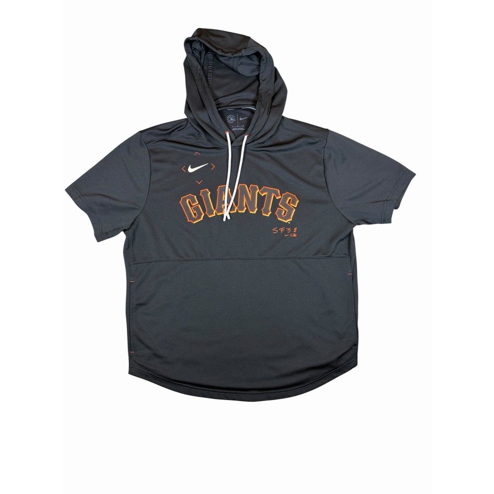 Nike San Francisco Giants Hoodie Mens L Black Short Sleeve MLB Pullover Dri-FIT